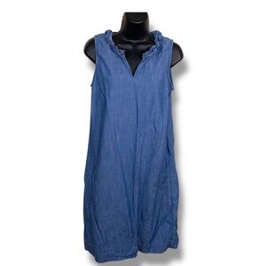 Blue Sleeveless Ruffle Dress